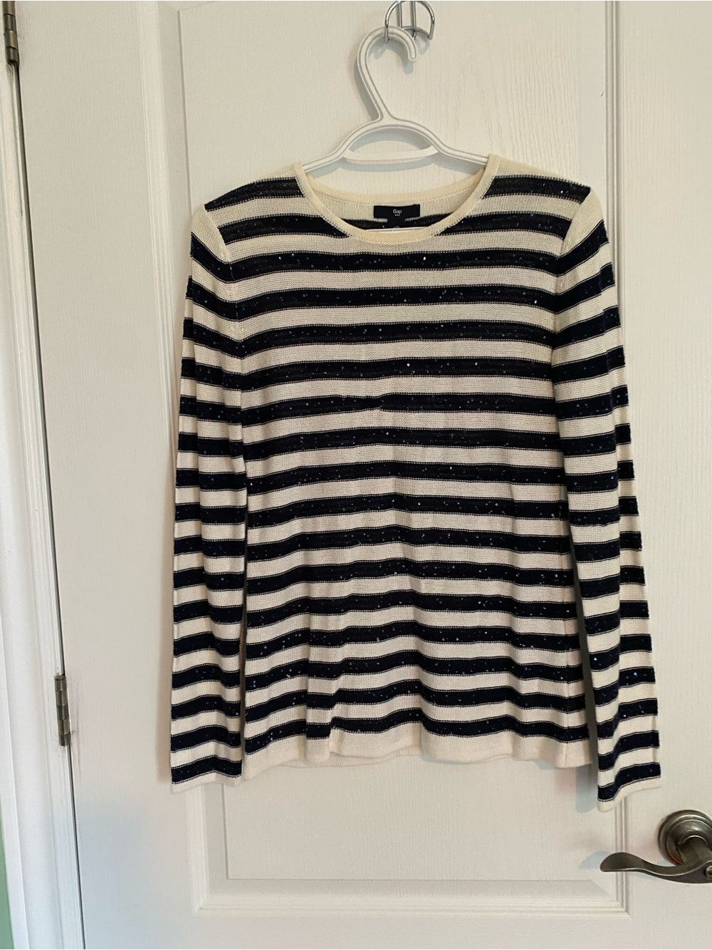 GAP sequin-embellished striped knit sweater